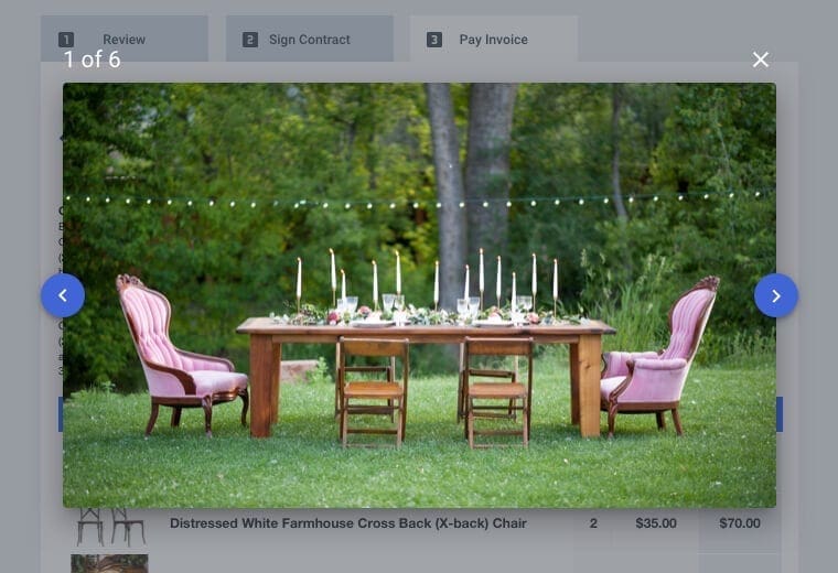 Photo-driven proposals for party rental companies using Goodshuffle Pro's best party rental software