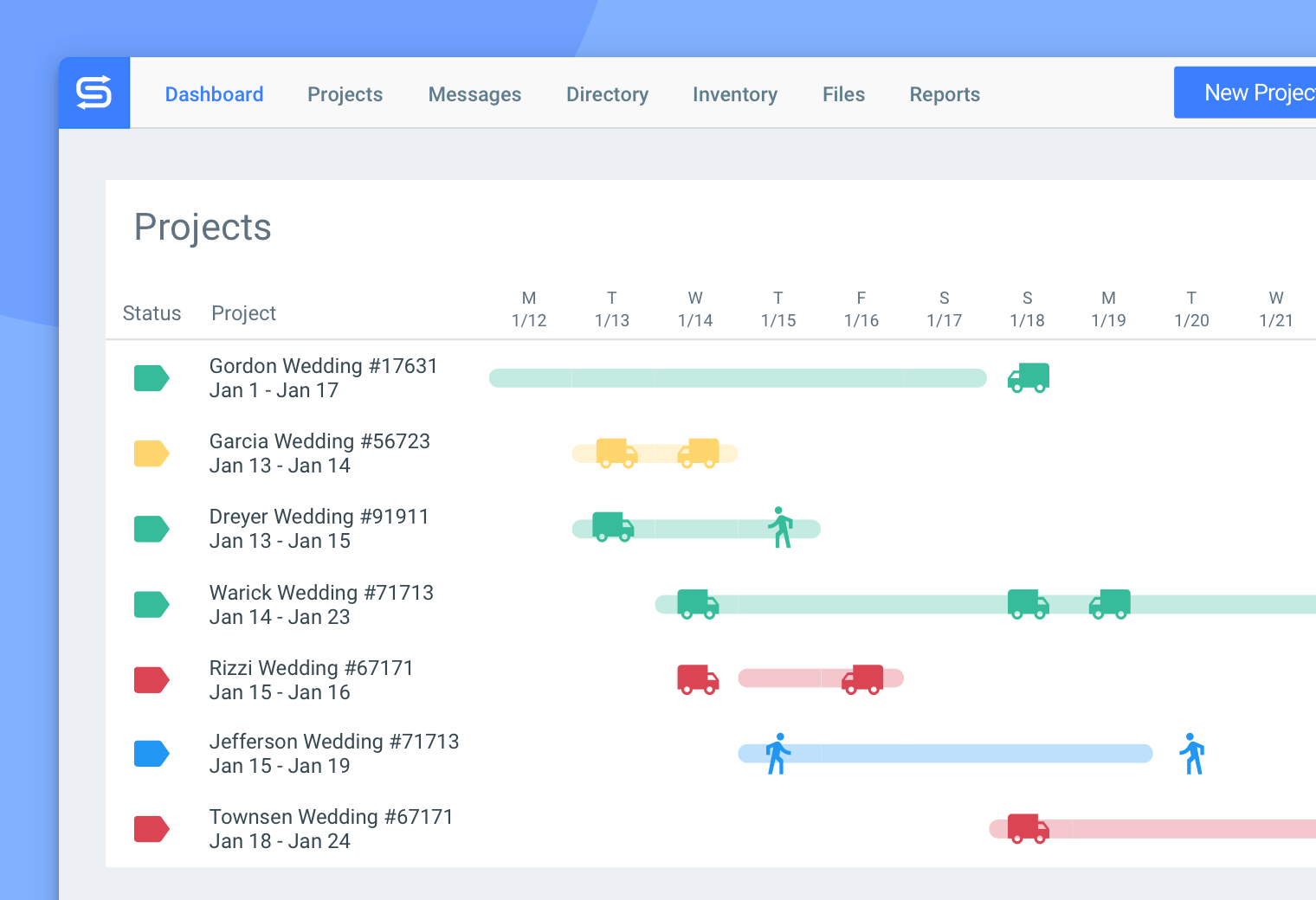 Event visualization in Goodshuffle Pro, event rental management software