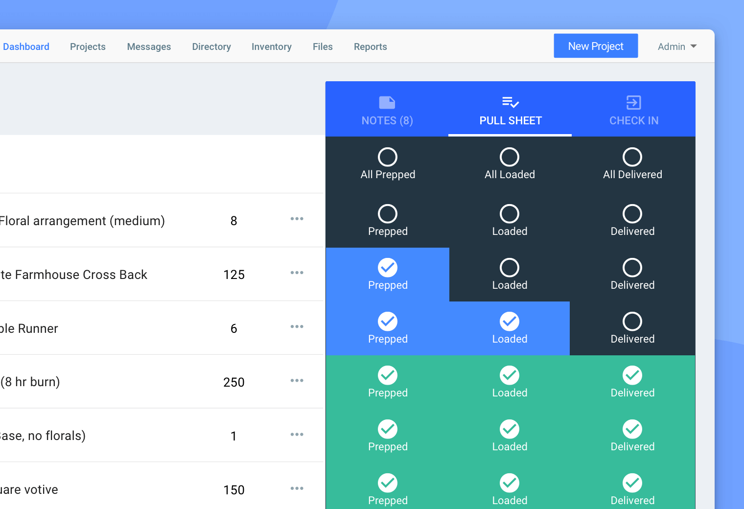 Automated pullsheets in Goodshuffle Pro, event rental management software