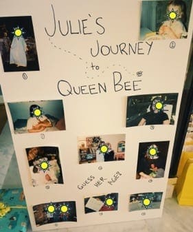 Bee-themed bridal shower game with photos