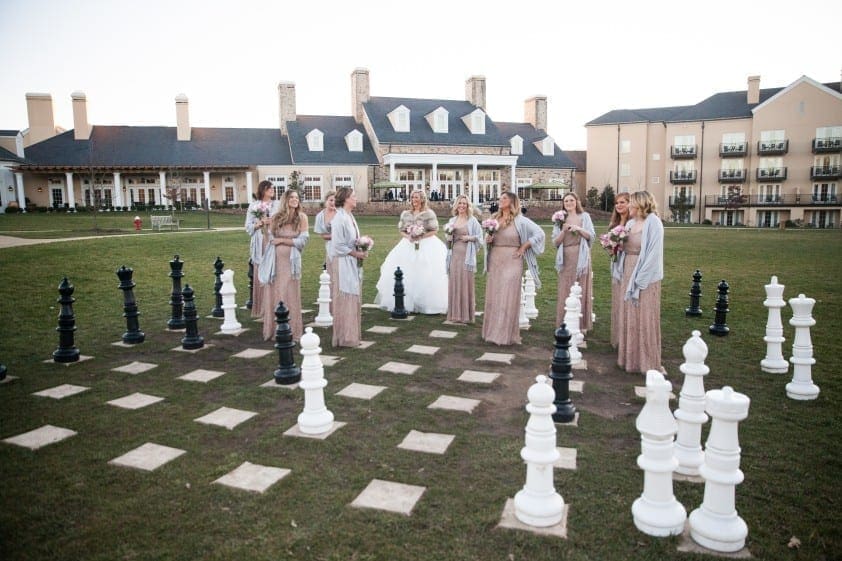 Wedding event rentals and games for outdoor event, giant chess game