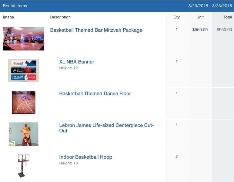 basketball themed bar mitzvah event rental package