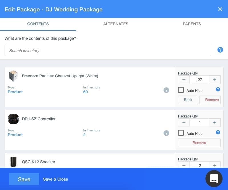 DJ and A/V and production companies event rental inventory management with rental software