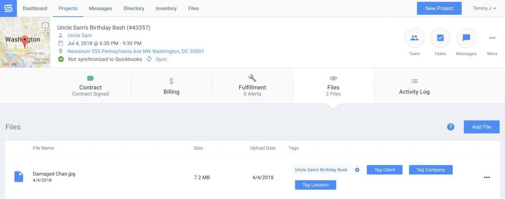 Screenshot of Goodshuffle Pro event rental inventory