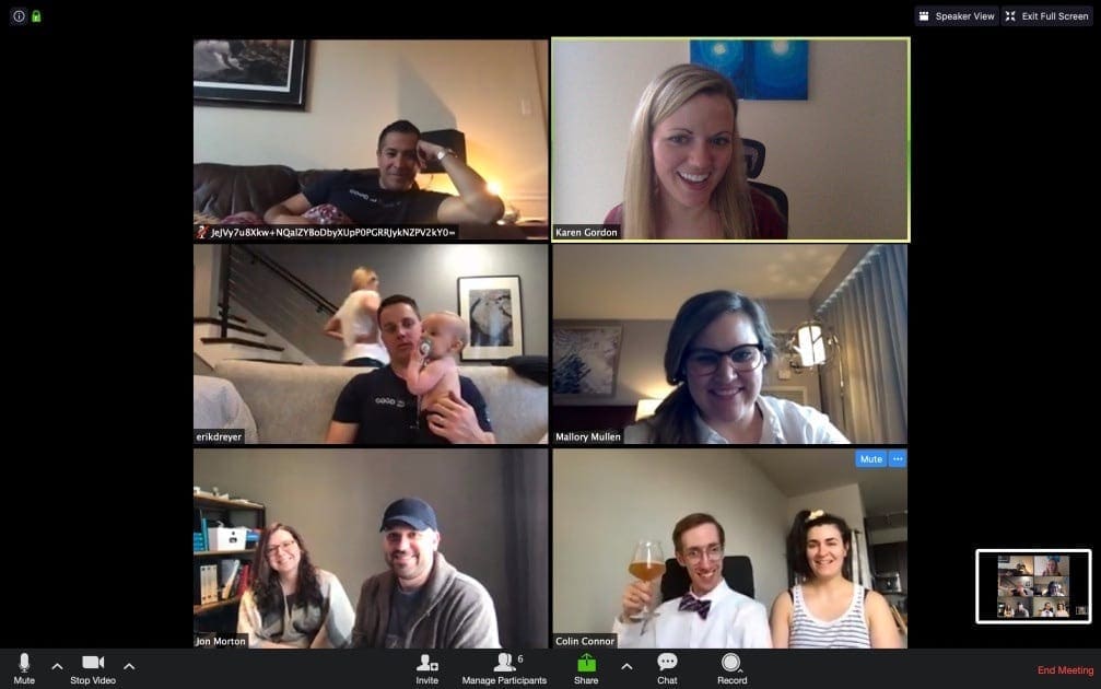 Goodshuffle Pro team during COVID-19 on a virtual happy hour