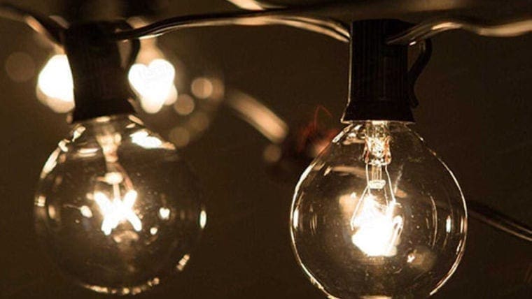 bistro lights at an outdoor bbq event