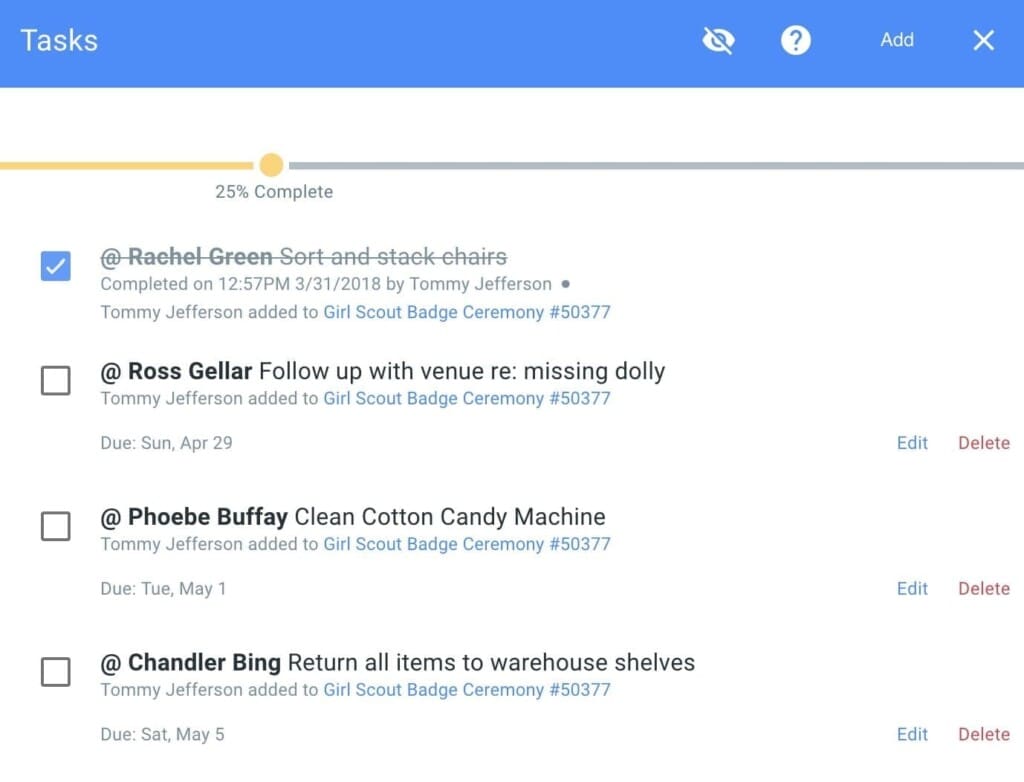 Goodshuffle Pro. Event Rental employee tasks. Assign tasks. Managing your inventory.