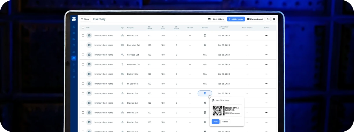 Goodshuffle Pro's integrated barcode generation system eliminating the need for third-party software.
