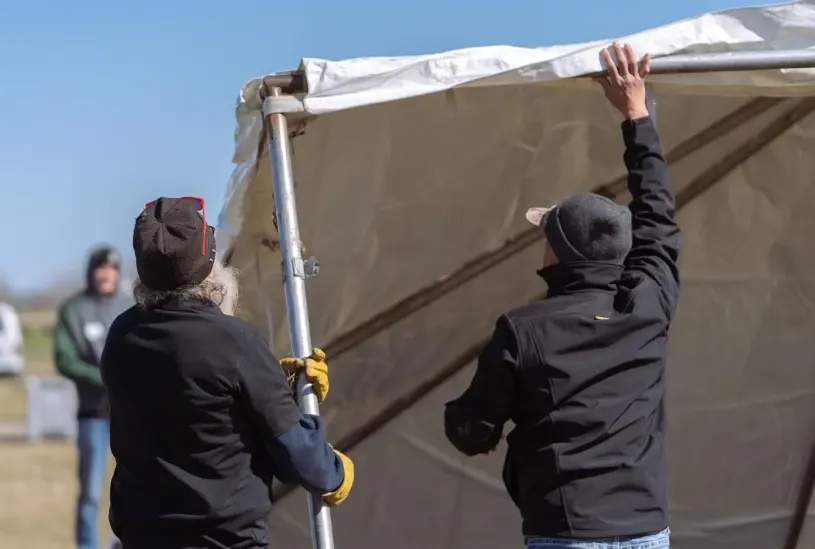 tent rental company installing tent