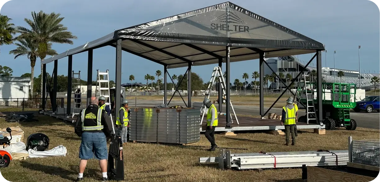 tent install at MATRA Tent Show with Shelter Structures