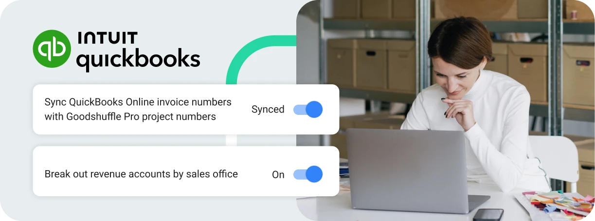 Goodshuffle Pro and QuickBooks integration displaying seamless financial data syncing for efficient tax preparation.