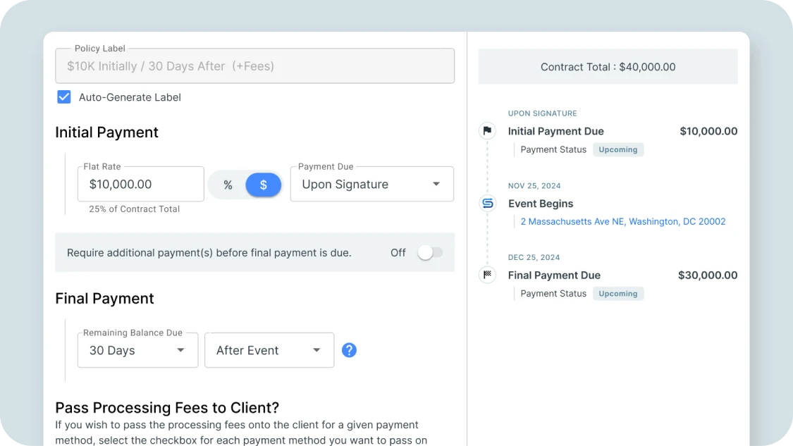 A visual representation of the timeline interface showing multiple scheduled payments.