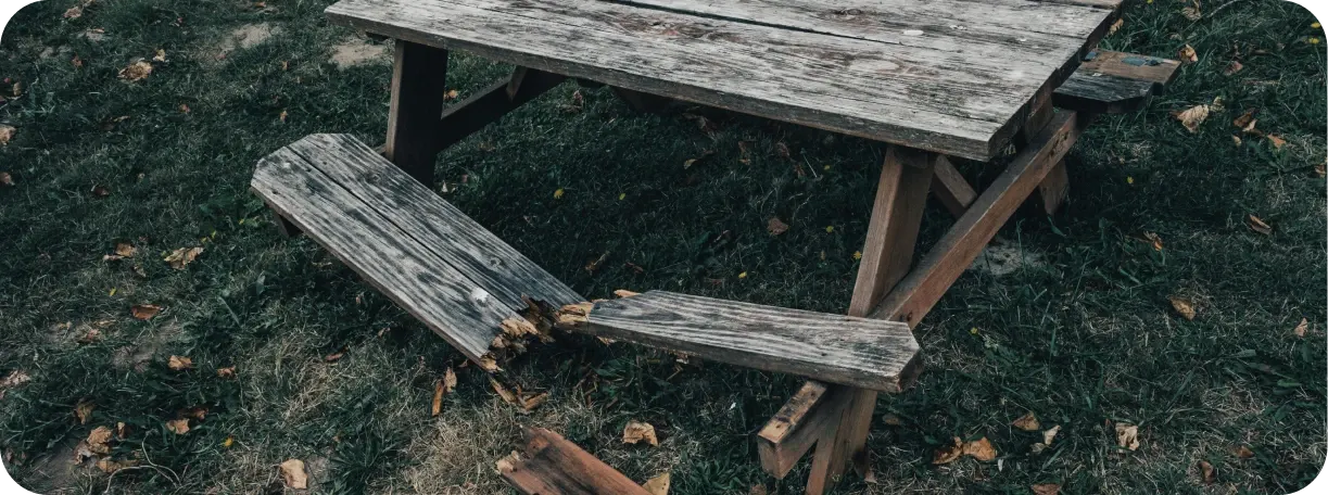 Damaged equipment at an event site, illustrating a scenario where inland marine coverage would apply