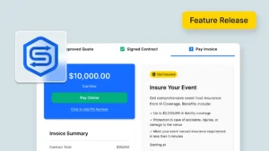 Event rental inventory with insurance protection graphic