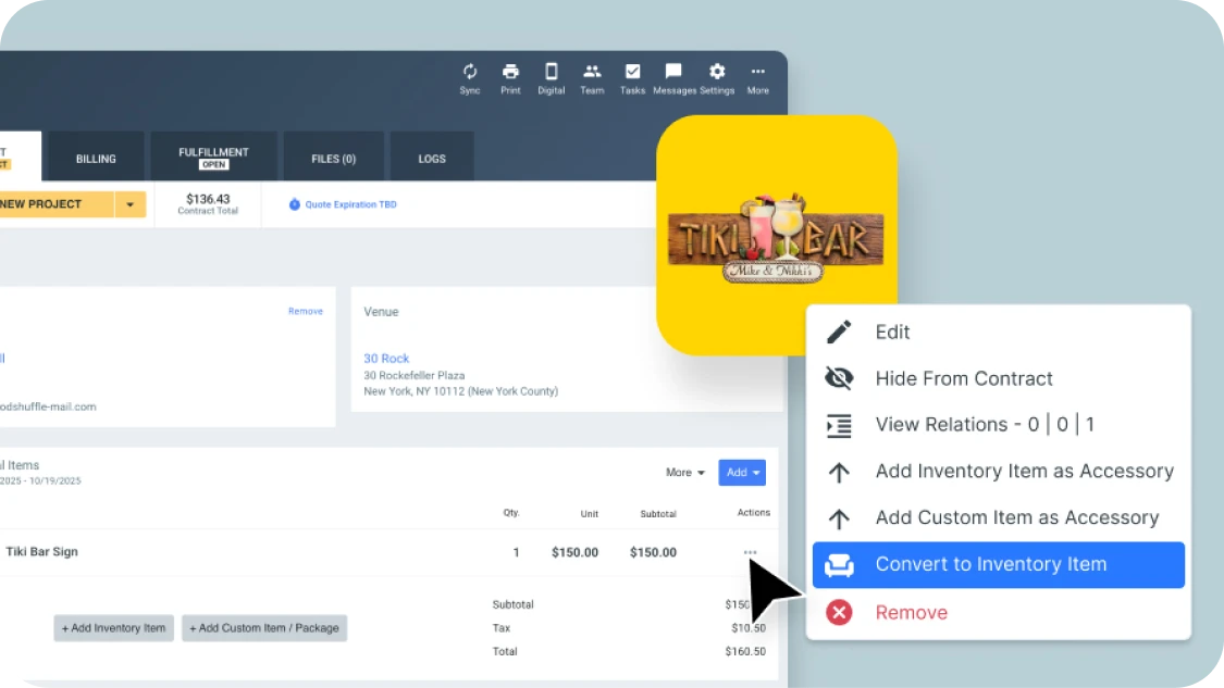Save custom items as permanent inventory with one click in Goodshuffle Pro